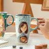 Small Fresh Large Capacity Ceramic Cup Cute Girl Mug with Lid High Value Home Coffee Cup Household Water Cup