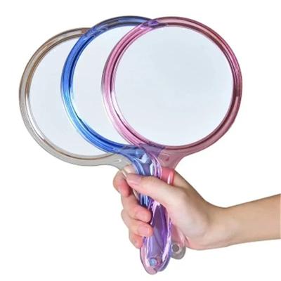 Specchio a Mano Specchio Portatile Double-sided Specchio Ingranditore 1x/3x Con Manico Specchio a Mano Trasparente Forma Arrotondata Specchio per Trucco