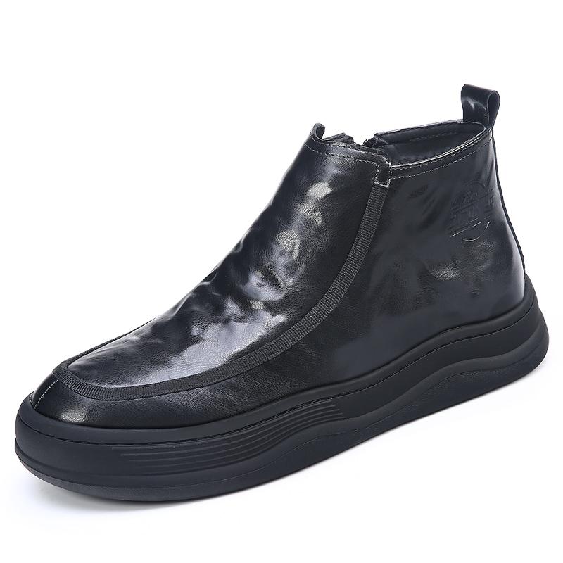 

Men s genuine leather boots Minimalist retro high-quality style Business office casual party Daily shoes Autumn and winter 44 чорний