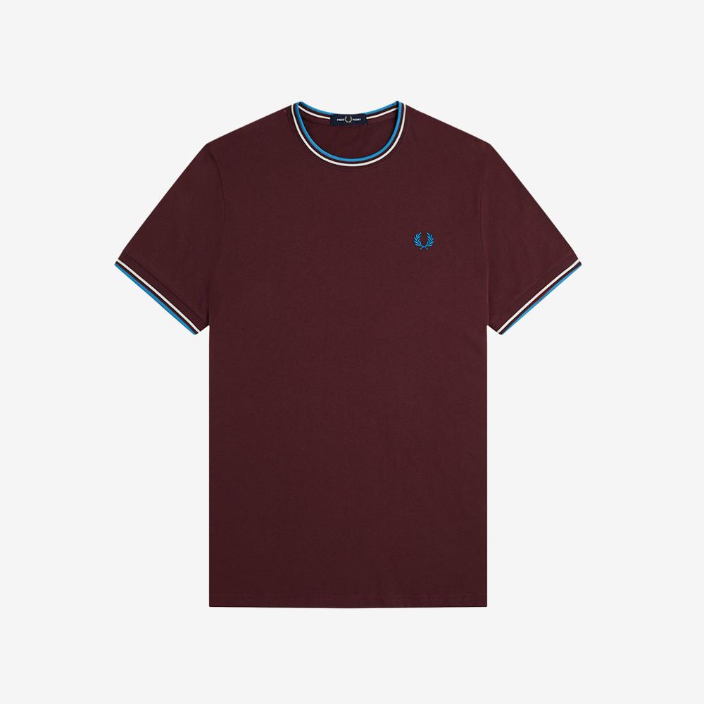 Fred Perry [Baseline] Twin Tip T-Shirt - Oxblood/Ecru/Court Blue Afpm2531588-Z63