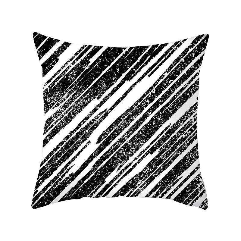 Simple Style Home Decoration Abstract Geometric Grid Black and White Lines Light Luxury Sofa Waist Support Pillow Cover Cushion