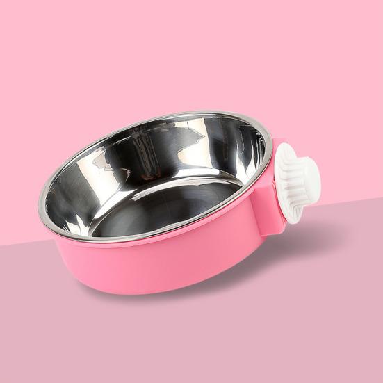 Bol en Acier Inoxydable pour Cage d'Animal de Compagnie Bol d'Alimentation Anti-Renversement pour Animal de Compagnie Bol Suspendu Amovible pour Cage de Chat Chien Lapin