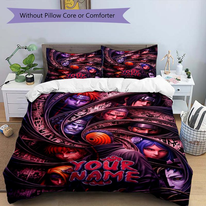 3pcs Custom Name Ninja Dreams Printed Bedding Set Duvet Cover Closure Includes 1 Duvet Cover & 2 Pillowcases, Soft and Comfortable for All Seasons.