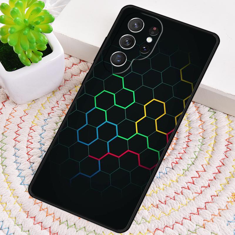 3D Hexagonal Lights soft Phone Case for Samsung Galaxy note 10 pro S26 Ultra S23 S24 FE S25 S21 S22 PLUS shockproof Cove