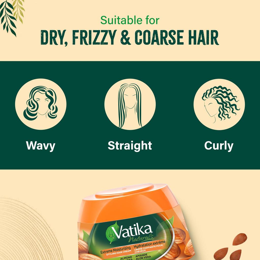 Crème coiffante 140 g à l'amande espagnole Hydratation extrême Vatika Dabur
