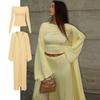 Spring and Summer Womens Casual Three-piece Suit, Long Cardigan, Long-sleeved Top, High-waisted Trousers, Fashion Suit