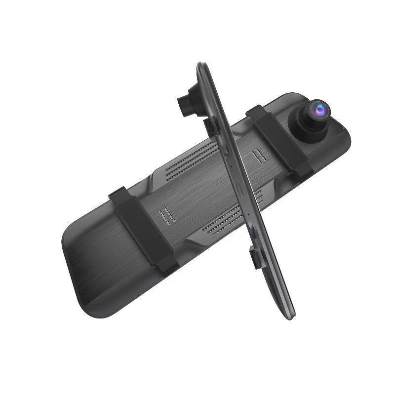 10-inch 3-Lens Streaming Rearview Mirror with Front, Rear, and Interior HD Night Vision Driving Recorder.