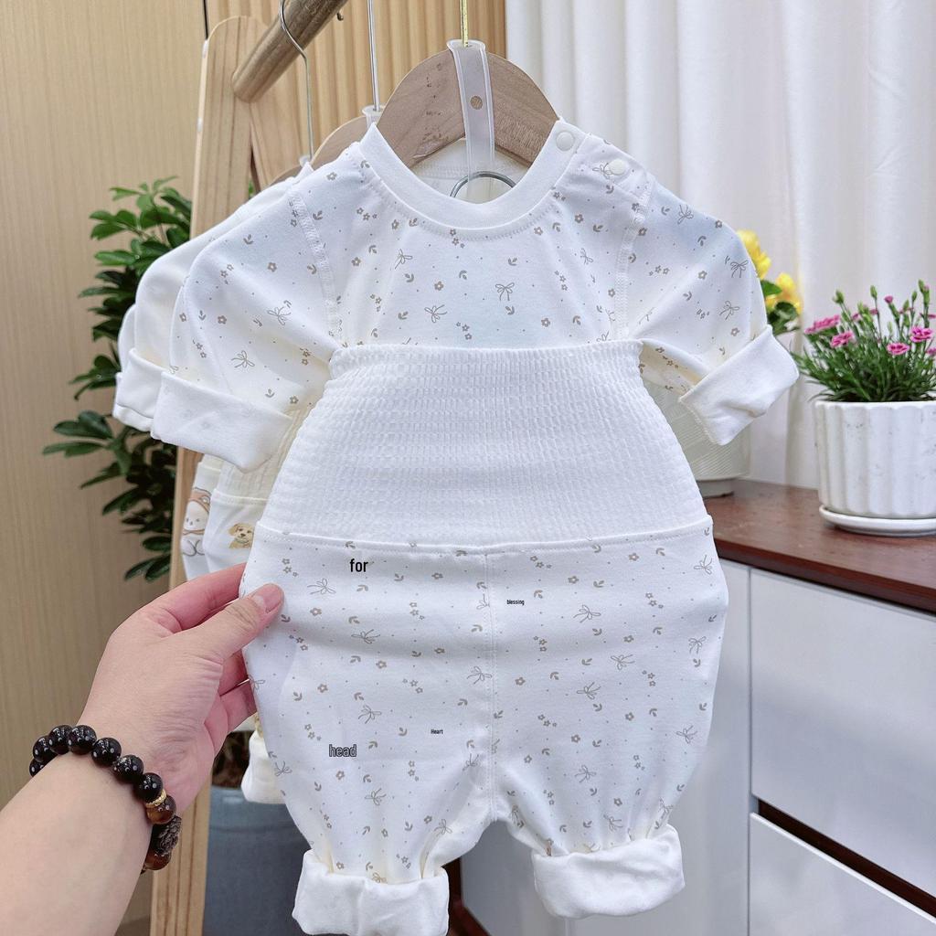 New Arrival High-Waist Pure Cotton Infant Set: Spring/Autumn Clothes & Pants