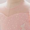 One-Year-Old Pink Puff Sleeve Flower Girl Princess Dress with Mesh Skirt