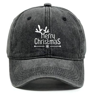 Print Unisex Caps Merry Christmas Snapback Cap Washed Retro Raw Brim Adjustable Sun Hat Ideal Choice For Street Wear
