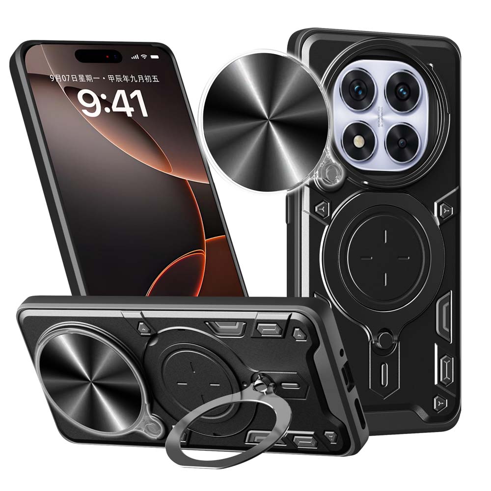 Magsafe Magnetic Camera protection case for Redmi Note 14 Pro 4G 5G Armor Hybrid Metal Ring Back Cover For Redmi Note14 Pro Plus
