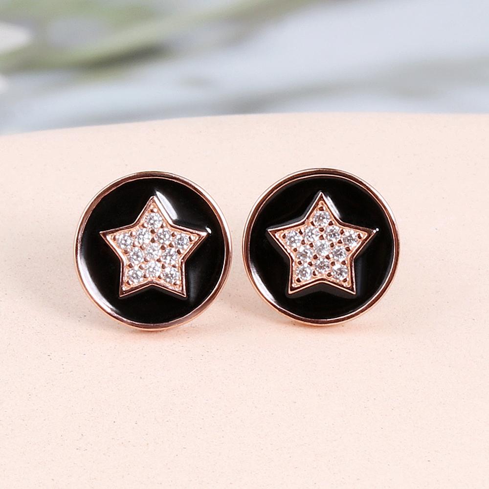 Orecchino a lobo stella in argento sterling 925 smaltato zircone cubico aspetto alla moda gioielli raffinati per ragazze bel regalo