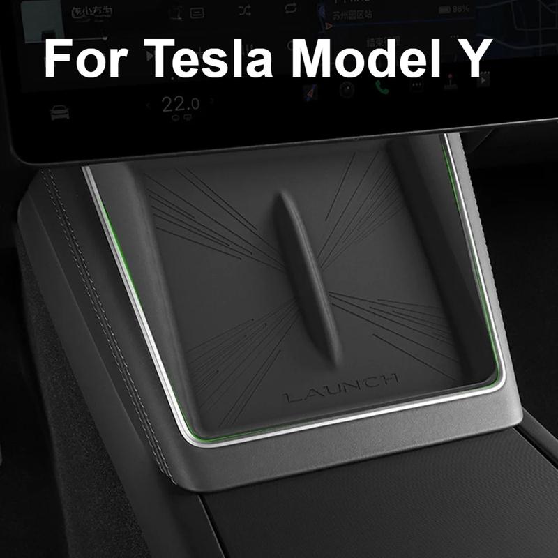 For Tesla Model Y 2025 Juniper Wireless Charge Pad Center Console Organizer Charge Station Mats Silicone Protector Anti-skid Pad
