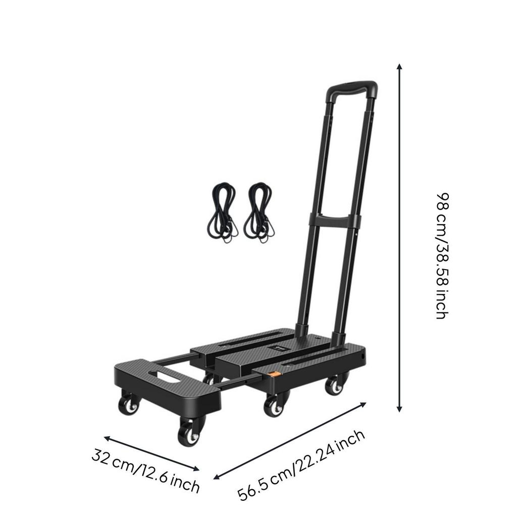 Foldable Transport Cart Thickened Iron Frame Rolling Hand Truck Multipurpose