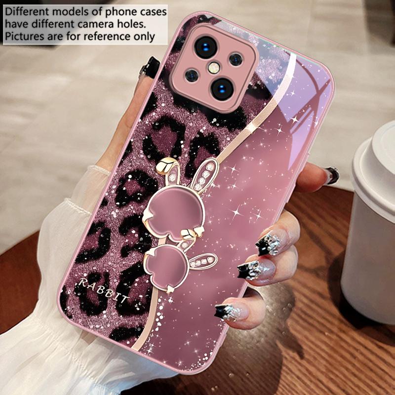 Leopard Cartoon Rabbit For Oppo Find X5 X8 Pro X3 Lite A72 58 73 54S F11 79 Reno 6 4Z 5G Nord N200 Tempered Glass Phone Case