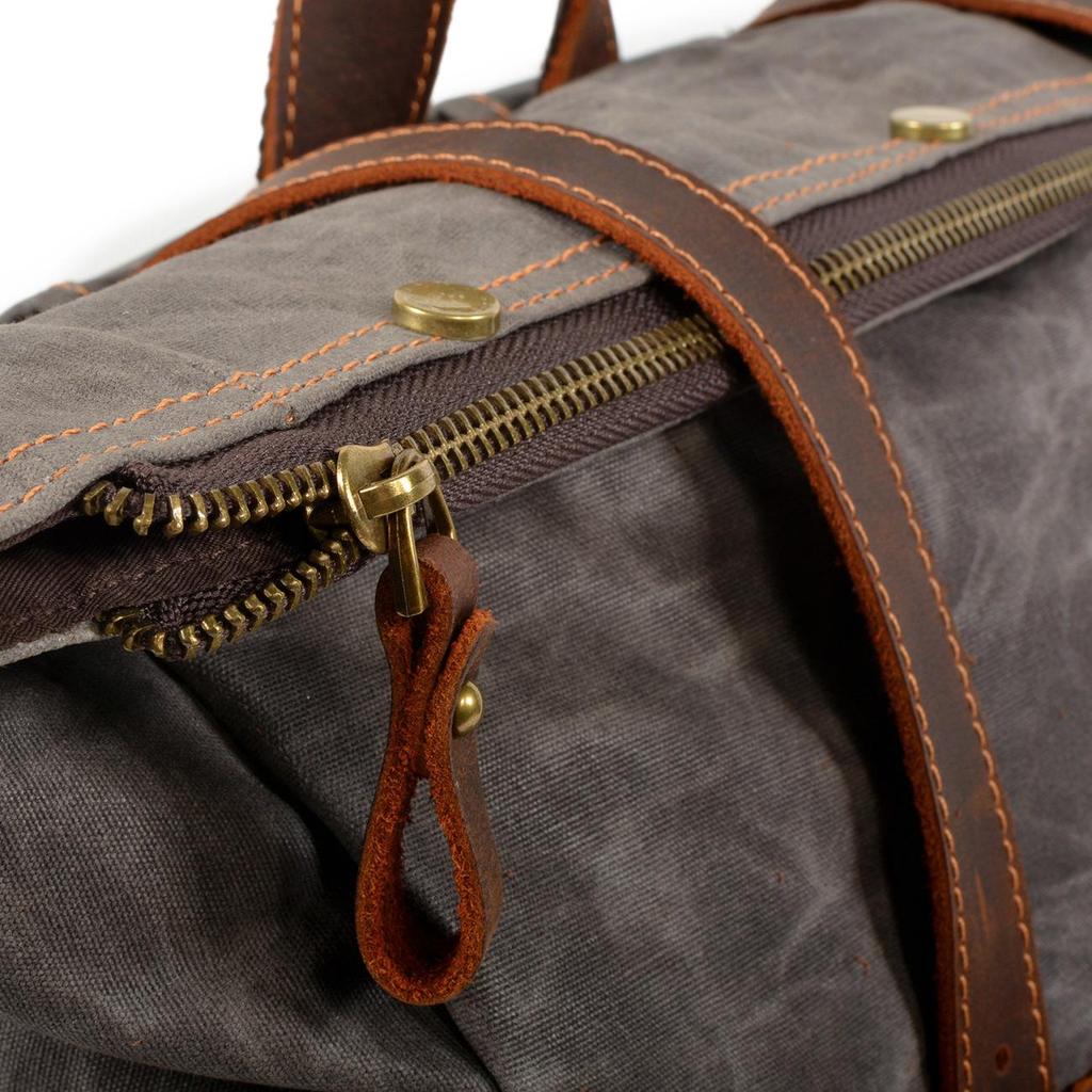 Waterproof Waxed Canvas Travel Backpack with Color-block Design for Men and Women, Fits Laptops