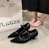 Fashion Korean Shoes Clogs Platform Pointed Toe Shallow Mouth Increas Height Rivets Studs Female Footwear 2025 Creepers New Summer