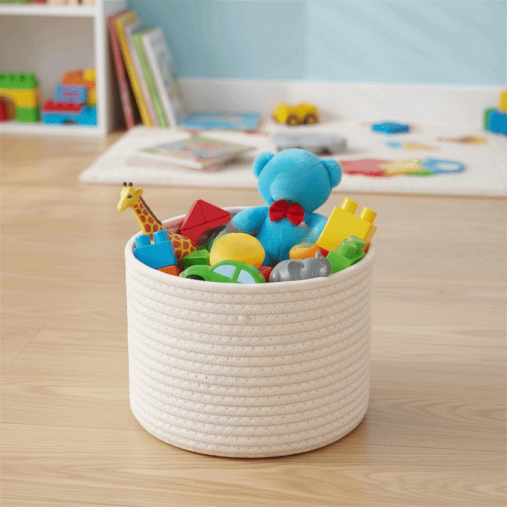 Hand Woven Toys Storage Box Dustproof Storage Container Cotton Thread Basket Office Supplies