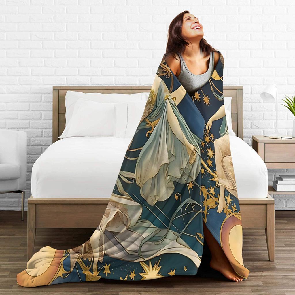 Language of Flowers Alphonse Mucha Flannel Blanket Winter Soft Warm Bedding Throws Couch Bed Novelty Bedspread Sofa Bed Cover
