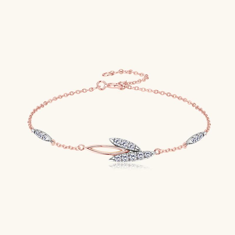 Silvere Glam Simple And Versatile Leaf Moissanite Bracelet, A High-end Design For Women, Pure Silver Jewelry Bracelet, A Gift For Best Friends