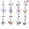 MISEFF 925 Silver Colorful Butterfly Firefly Charms Heart Beads Fit Necklace Bracelet DIY Jewelry Gift