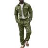 European and American Style Men's Autumn Winter 2-Piece Jacket and Casual Pants Set Solid Stand Collar Pockets Tracksuit