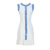 2025 Spring/Summer Elegant Sleeveless Denim Patchwork Dress with Pleated Hem
