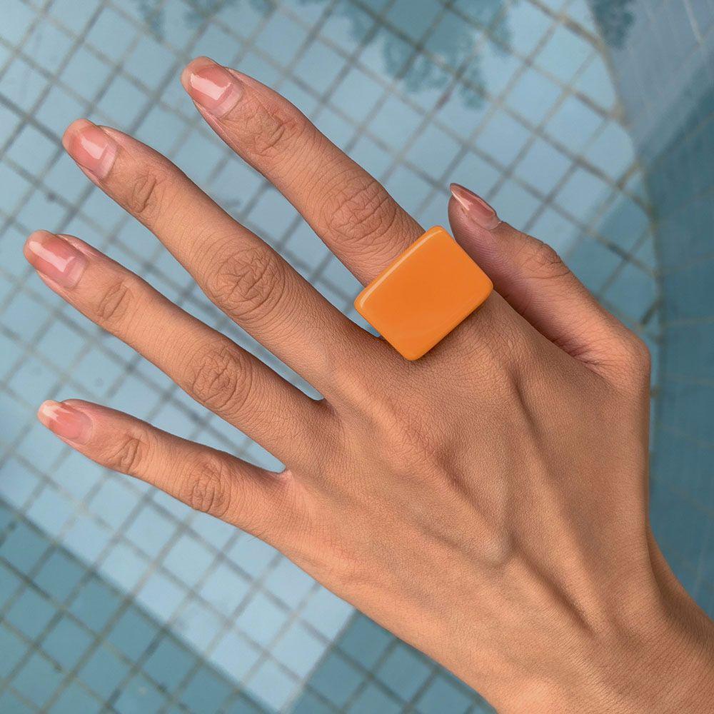 Prostokąt Kwadrat Kolor Cukierkowy Jednolity Kolor Pierścionki na Kciuk Modna Biżuteria Pierścionki na Palce Pierścionki z Żywicy