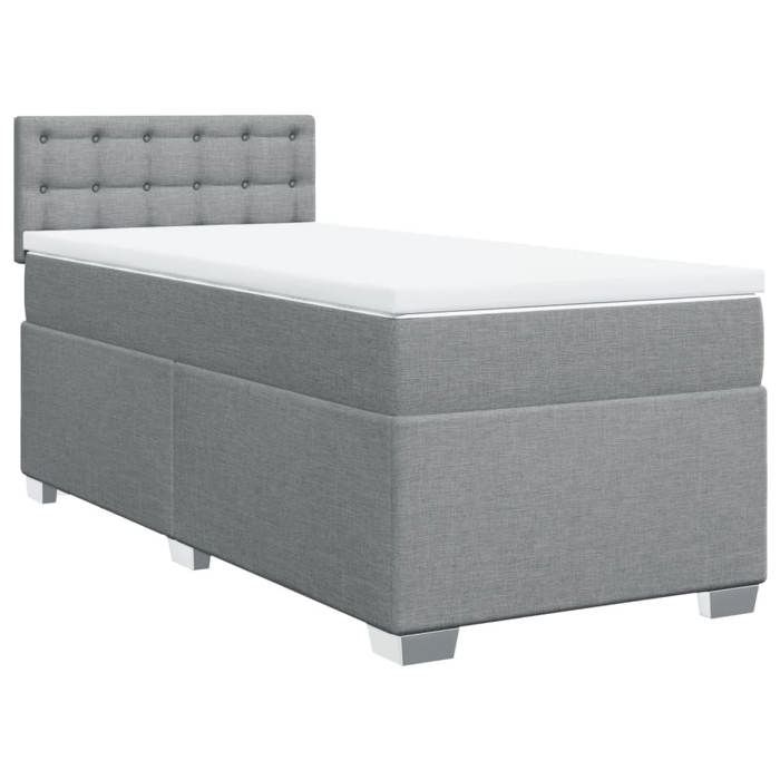 Maison Exclusive - Bed Slatted Base and Mattress Light Grey 90x190 Cm Fabric