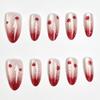 30Pcs Fall Press On Nails Medium Almond Red Maple Leaf Fake Nails with Gradient Designs Fall Leaves Stick On Nails Full Cover Autumn Acrylic Nails