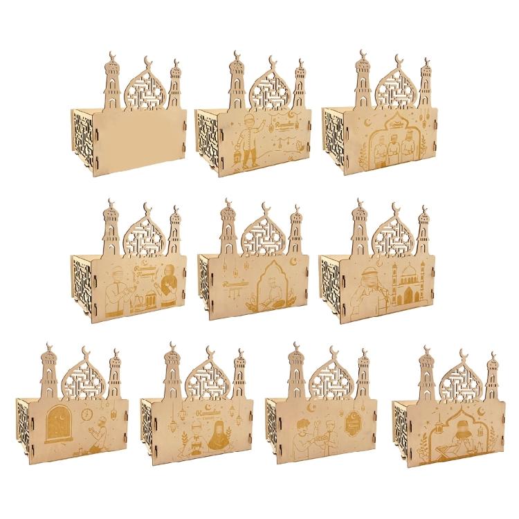 Eid Wood Ornaments Hollow Moon Stars Indoor Restaurant Dining Room