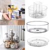 D5 New 360° Rotating Transparent Tray Shelf Desktop Spice Storage Box Base Storage Bin Home Kitchen Makeup Organizer Accessories