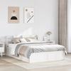 VidaXL Bed Frame with Headboard White 135x190 Cm Solid Pine Wood, Bedroom Furniture, Slatted Base, Wooden Bed, 3307099