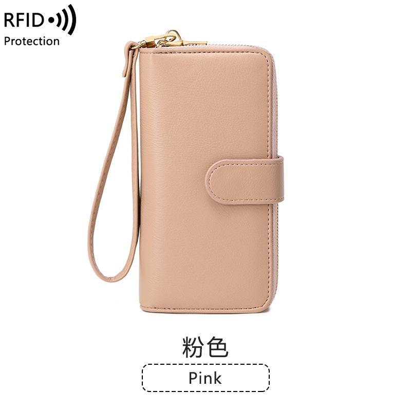 New anti-theft brush women's wallet soft leather multi-card zipper wallet multi-function mobile phone wallet