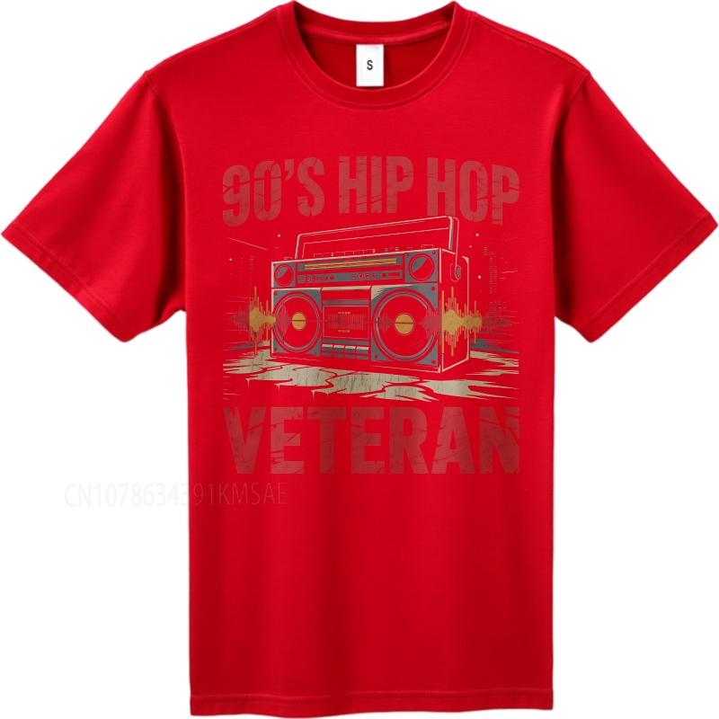 Neues Baumwoll-T-Shirt Schwarz Sommer Für sie T-Shirt 90er Hip Hop Veteran Boombox Design Kurzarm Rock-Oberteile Herren-T-Shirt