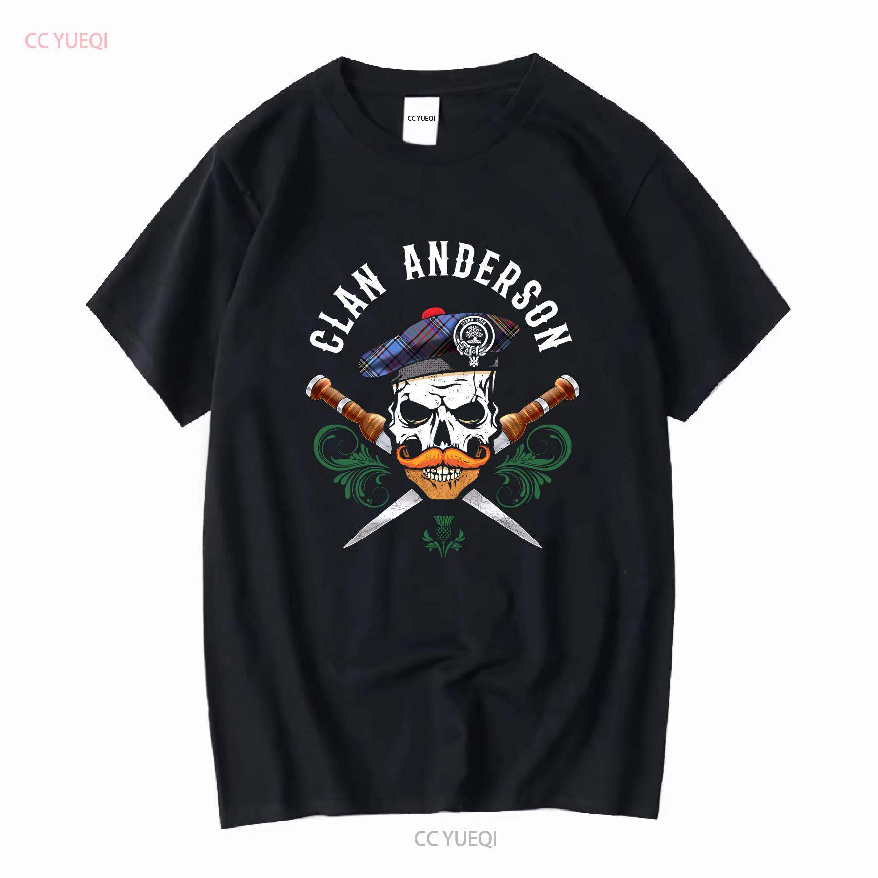 

Clan Anderson Scottish Tartan T Shirt Biker Skull Last Name Surname Family Tam Dirk long or short sleeves vintage Washed Unisex 4XL
