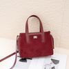 Echte Leder Damen Tasche Herbst Neu Vintage Matt Gespleißtes Rindsleder Kleine Quadratische Handtasche Boston Tragetasche