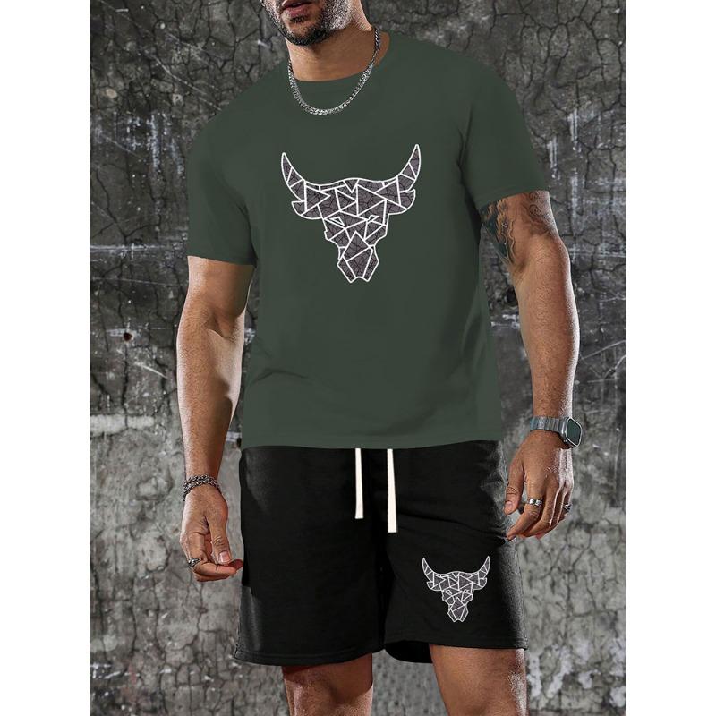 Everyday Casual Men's T-shirt Men's beach shorts Summer Men's short sleeve Shorts set street fashion men's short sleeve top