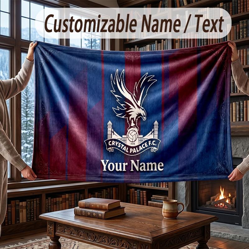 Custom Name Flannel Throw Blanket Crystal Palace Pattern Warm Home Decoration
