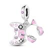 New Sterling Silver Rose Girl Boy Pink Sparkle Spacer Clip bead For Original  Bracelet Charm Jewelry For Women