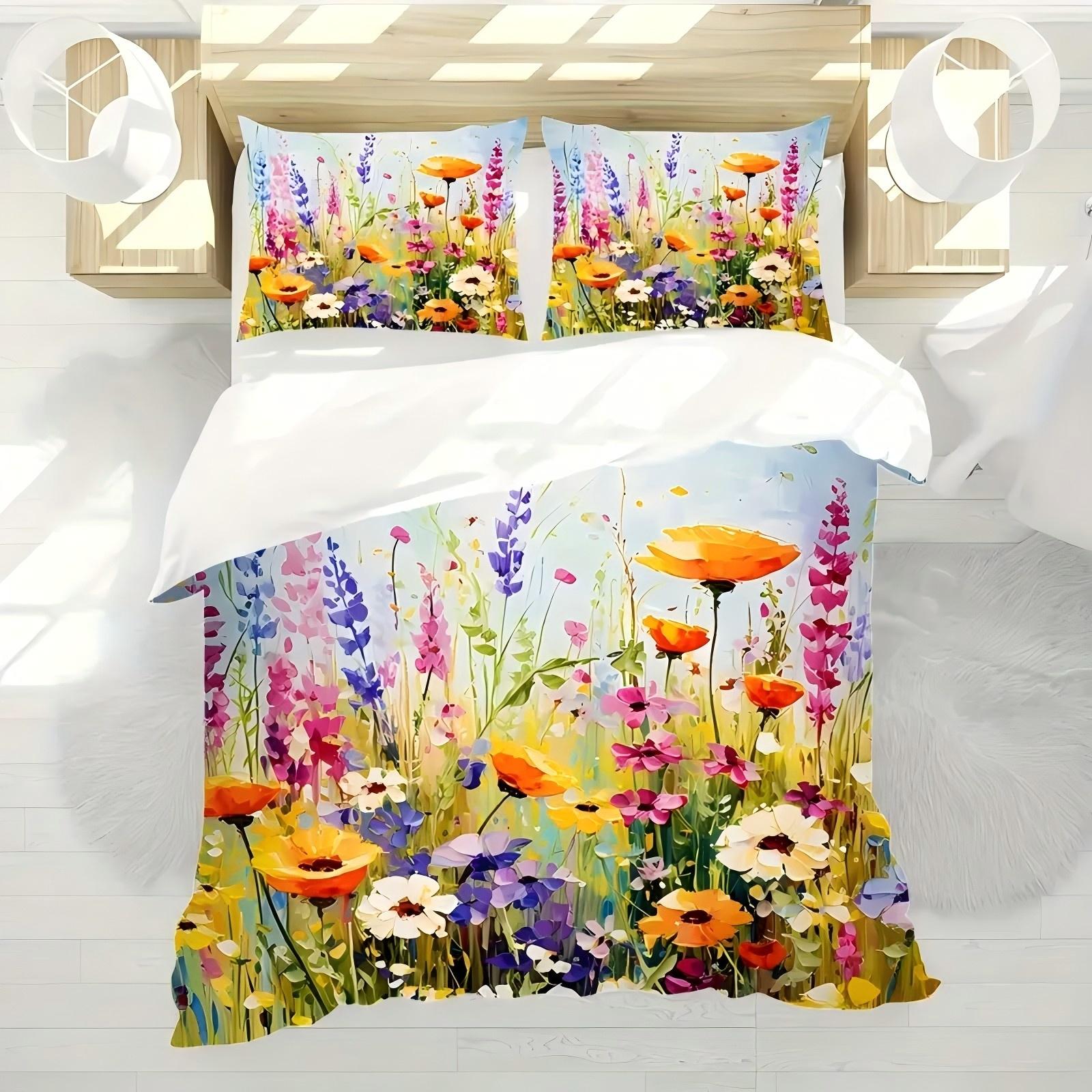 

Watercolor Sunflower Plants 3D Printed Duvet Cover Abstract Art Countryside Style Bedding Set Soft Comfortable Quilt Cover Set 135x200cm 2pcs