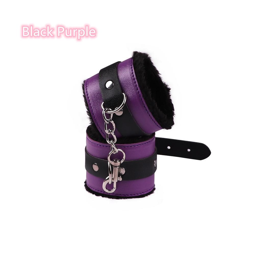Leather Plush Handcuffs - Adult Bondage and Teasing Restraint Toys