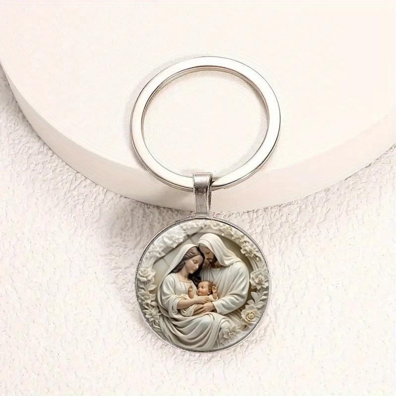 Religiöser Mutter Muster Glas Schlüsselanhänger Anhänger Mit Stilvollem Finish Für Sammler Und Accessoires