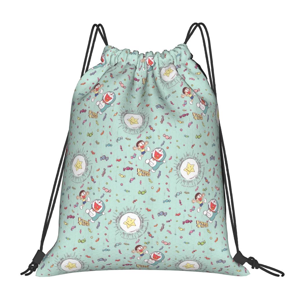 Custom D-Doraemones Drawstring Backpack Women Men Gym Sport Sackpack Foldable Cartoon Training Bag Sack