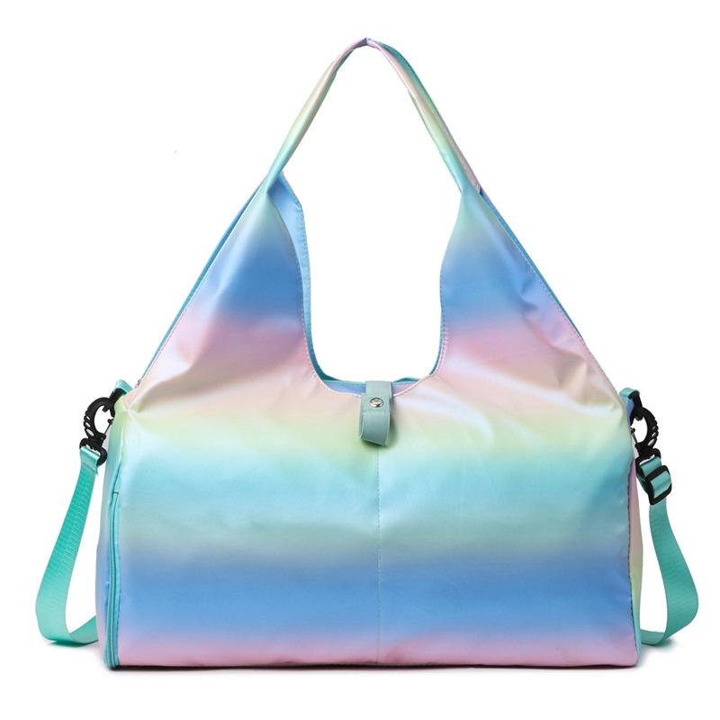 Gradient Color Nylon Gym Bag, Women's Elegant Shoulder & Crossbody Travel Bag, Stylish Pastel Sports & Fitness Duffel, Cute & Sweet Luggage Carry-On