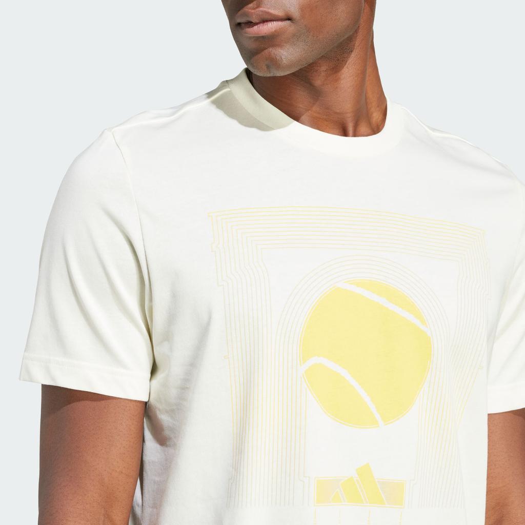 Adidas Aeroready Arc De Ball T-Shirt Tennis Print Sports Short Sleeve Crew Neck T-Shirt Men Tops Ivory IS2414