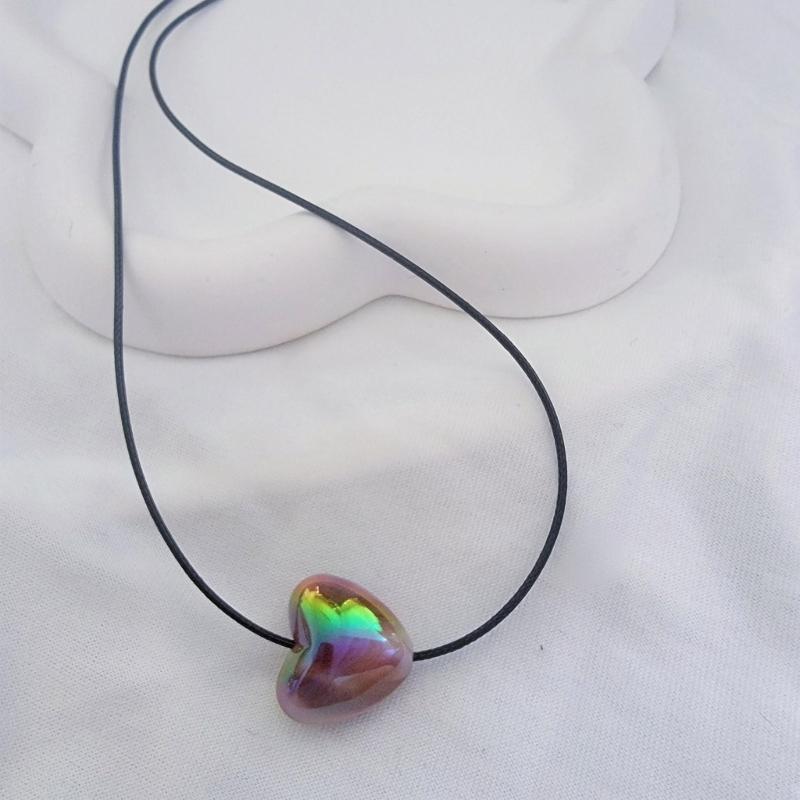 Sweet Heart Pendant Necklace Silver Heart Necklace Fashion Jewelry Women Y2K Gradient Heart Choker Fashion Decoration