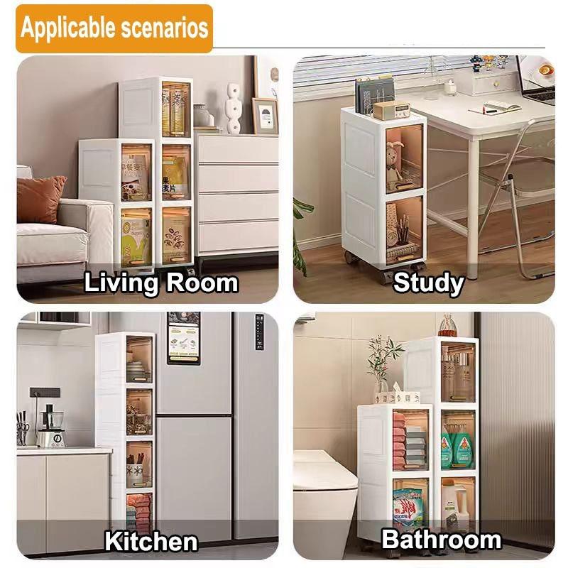 Foldable Storage Cabinet Bathroom Organizer Slim Cabinet Organizer Rack Pantry Cabinet Storage