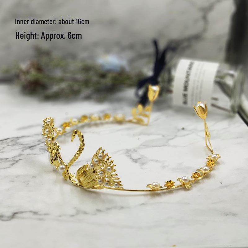 Queen Crown Cake Decoration with Lace, Pearls, and Baby's Breath for Birthdays