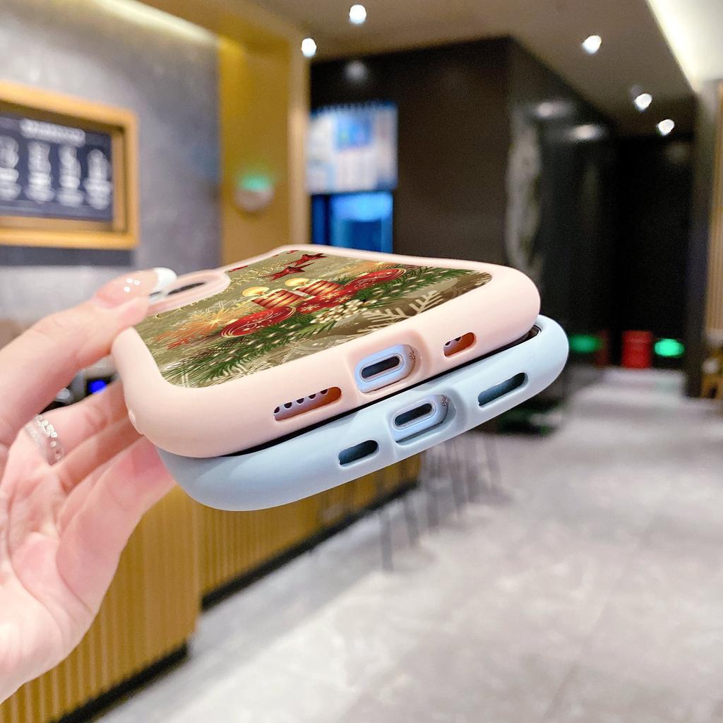 Cat Ear Soft Phone Case for iPhone 16 15 14 13 12 Pro Max Anti-Drop Transparent Acrylic Back Cover NY36 New Year Christmas Santa Claus Christmas tree